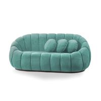 Sofá 2 Lugares Com Puff E Poltrona Orgânica Fixa Cloud Bouclê Azul Turquesa E03 - D'rossi - 9