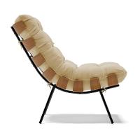 Poltrona Costela Linho Base Metálica Preto M11 - D'rossi Cor A19 Bege