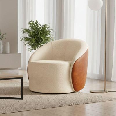Poltrona Sala Orgânica Lua Giratória Sintético Pu Nozes/bouclê D03 - D'rossi Cor Bege