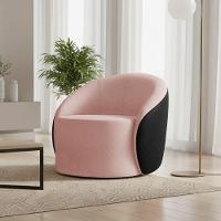 Poltrona Sala Orgânica Lua Giratória Sintético Pu Preto/bouclê Rosê D03 - D'rossi - 1