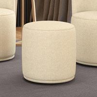 Puff Redondo Orgânico Para Sala Malu Linho M11 - D'rossi Cor Bege - 1