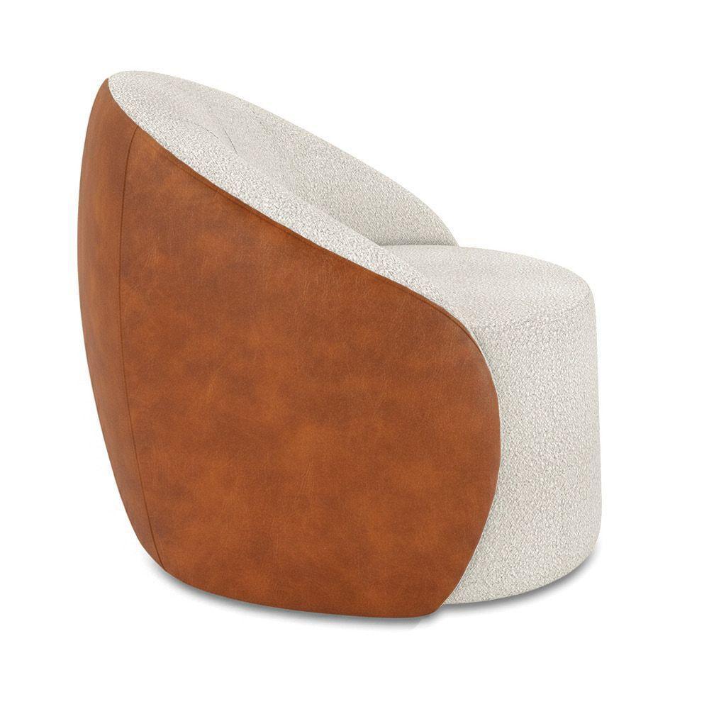 Poltrona Sala Orgânica Lua Giratória Sintético Pu Nozes/bouclê Cinza D03 - D'rossi - 5