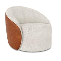 Poltrona Sala Orgânica Lua Giratória Sintético Pu Nozes/bouclê Cinza D03 - D'rossi - 2