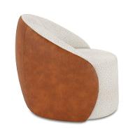 Poltrona Sala Orgânica Lua Giratória Sintético Pu Nozes/bouclê Cinza D03 - D'rossi - 5