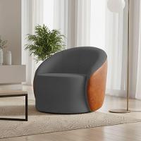 Poltrona Sala Orgânica Lua Fixa Sintético Pu Nozes/bouclê D03 - D'rossi Cor Grafite - 1