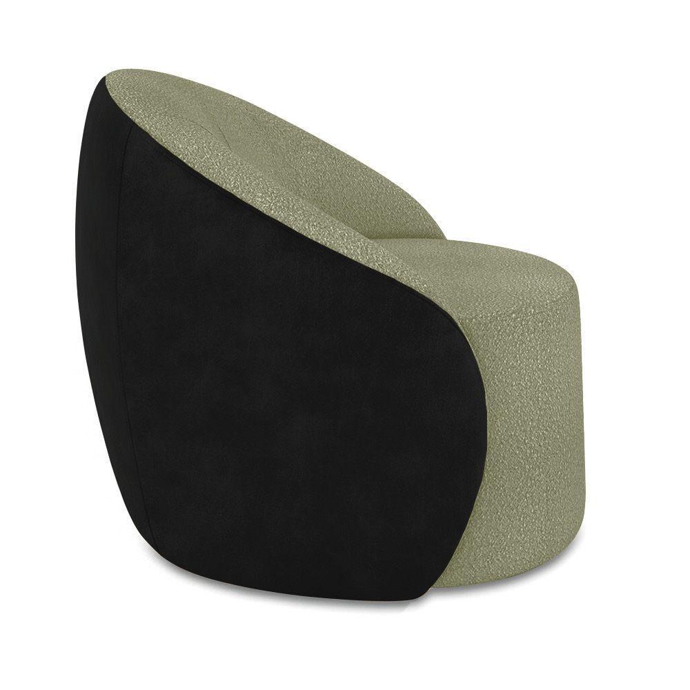 Poltrona Sala Orgânica Kit 2 Lua Fixa Sintético Pu Preto/bouclê Pistache D03 - D'rossi - 3