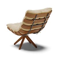 Poltrona Giratória Costela Linho Base De Madeira Ma30 M11 - D'rossi Cor A19 Bege - 5