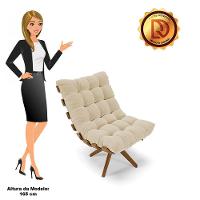 Poltrona Giratória Costela Linho Base De Madeira Ma30 M11 - D'rossi Cor A19 Bege - 6