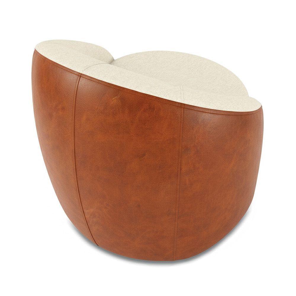 Poltrona Sala Orgânica Lua Fixa Sintético Pu Nozes/linho D03 - D'rossi Cor Bege - 6