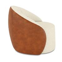 Poltrona Sala Orgânica Lua Fixa Sintético Pu Nozes/linho D03 - D'rossi Cor Bege - 5