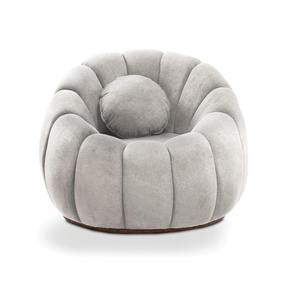 Poltrona Decorativa Orgânica Fixa Cloud Bouclê Cinza Claro E03 - D'rossi - 2