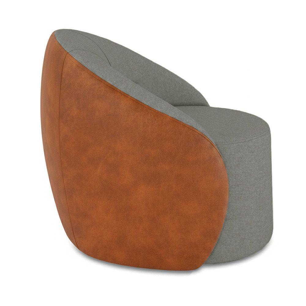 Poltrona Sala Orgânica Lua Fixa Sintético Pu Nozes/linho D03 - D'rossi Cor Grafite - 2