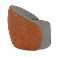 Poltrona Sala Orgânica Lua Fixa Sintético Pu Nozes/linho D03 - D'rossi Cor Grafite - 2