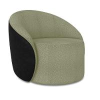 Poltrona Sala Orgânica Lua Giratória Sintético Pu Preto/bouclê Pistache D03 - D'rossi - 2