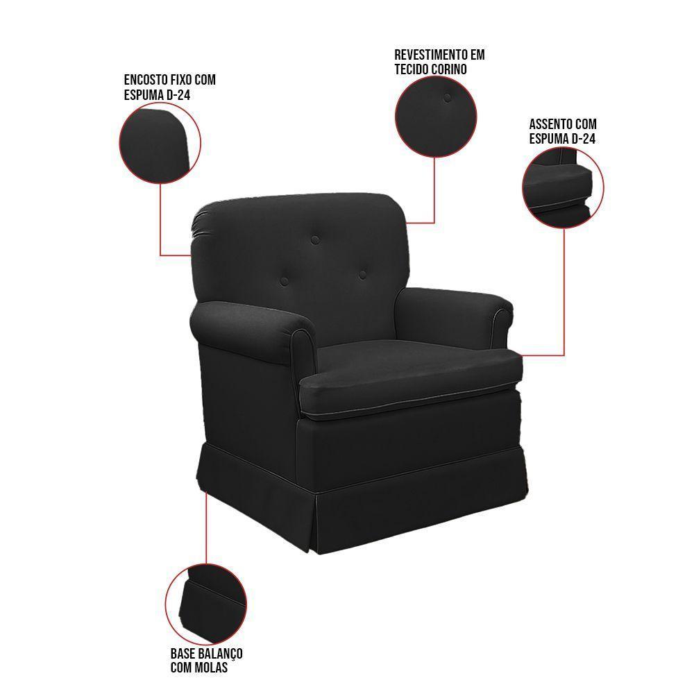 Poltrona De Amamentação Base Balanço Lígia Sintético Preto E03 - D'rossi - 4