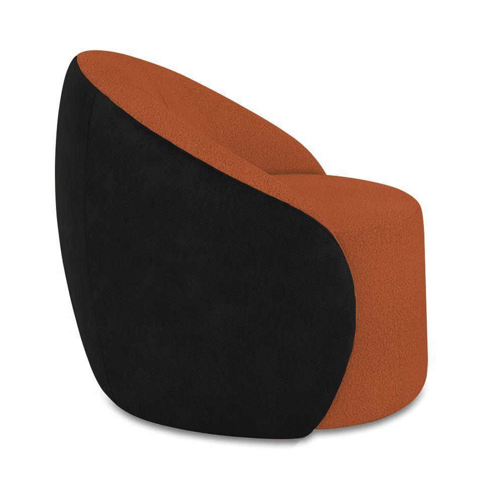 Poltrona Sala Orgânica Lua Fixa Sintético Pu Preto/bouclê D03 - D'rossi Cor Terra - 5