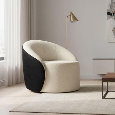 Poltrona Sala Orgânica Lua Fixa Sintético Pu Preto/linho D03 - D'rossi Cor Bege