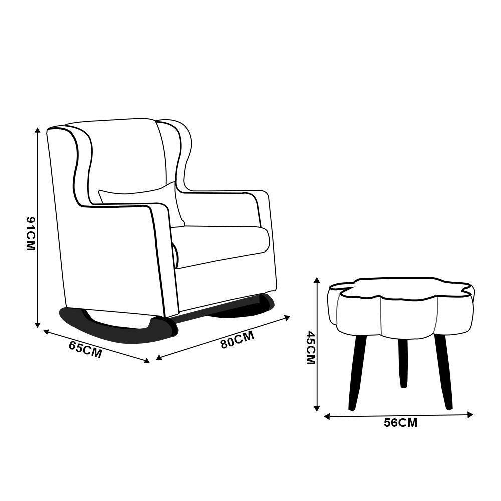 Poltrona De Amamentação Base Balanço E Puff Flower Linho Azul E03 - D'rossi - 4