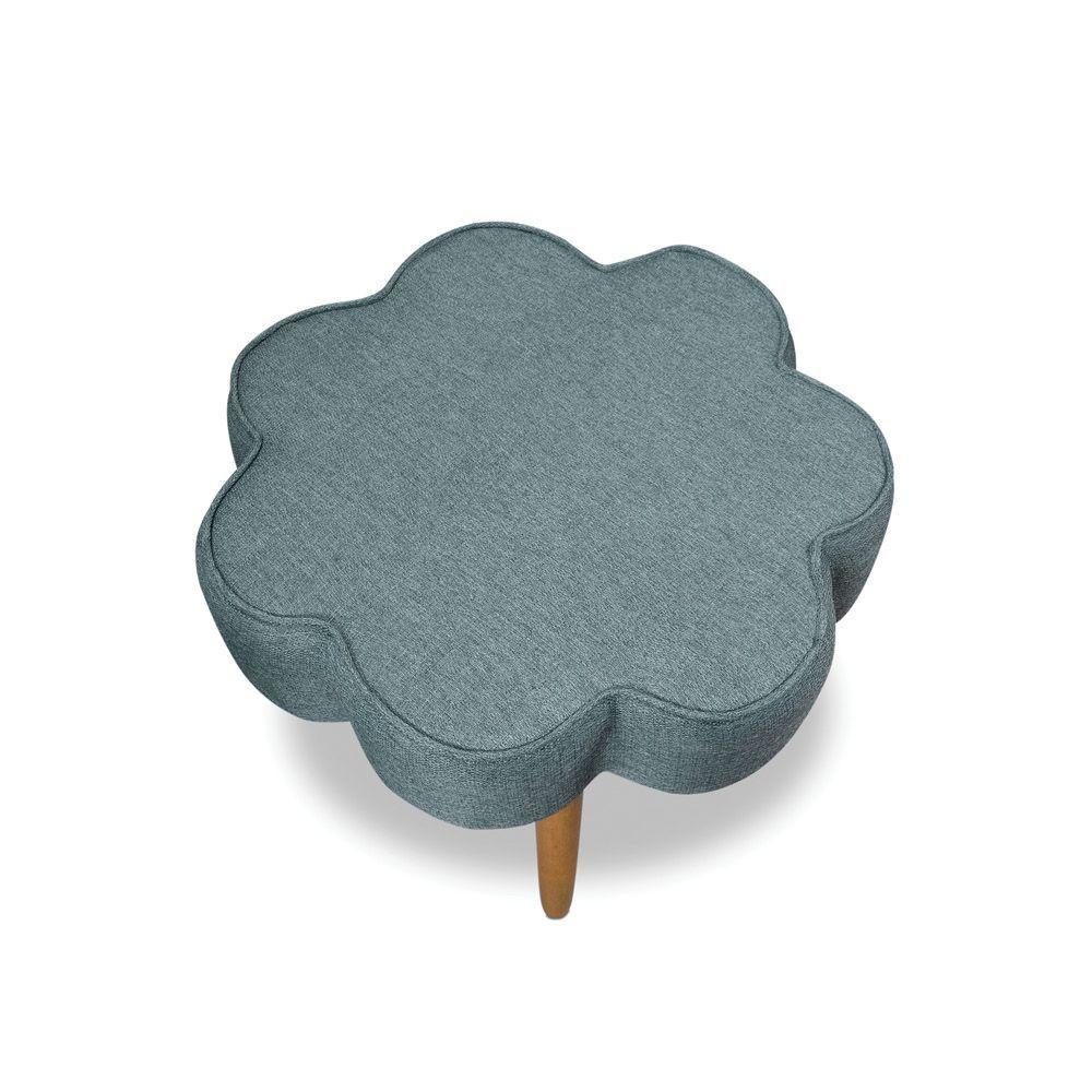 Poltrona De Amamentação Base Balanço E Puff Flower Linho Azul E03 - D'rossi - 5