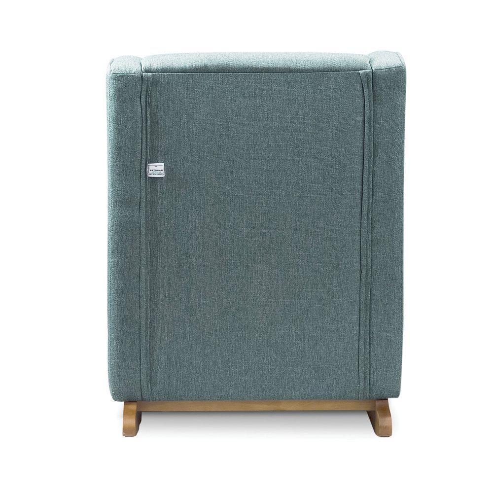 Poltrona De Amamentação Base Balanço E Puff Flower Linho Azul E03 - D'rossi - 8