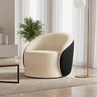 Poltrona Sala Orgânica Lua Fixa Sintético Pu Preto/bouclê Bege D03 - D'rossi - 1