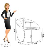 Poltrona Sala Orgânica Lua Giratória Sintético Pu Preto/bouclê Off White D03 - D'rossi