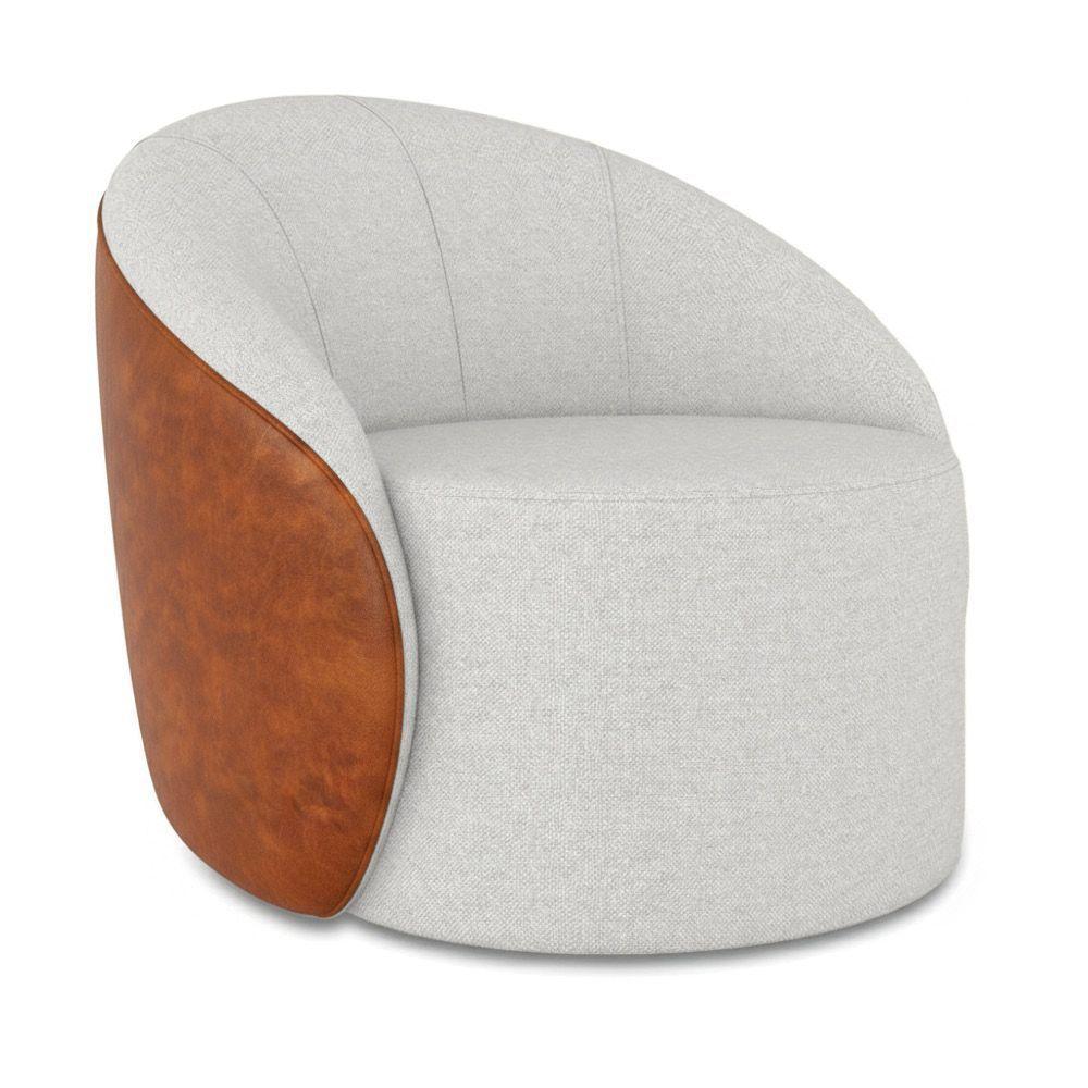 Poltrona Sala Orgânica Lua Fixa Sintético Pu Nozes/linho D03 - D'rossi Cor Cinza - 2