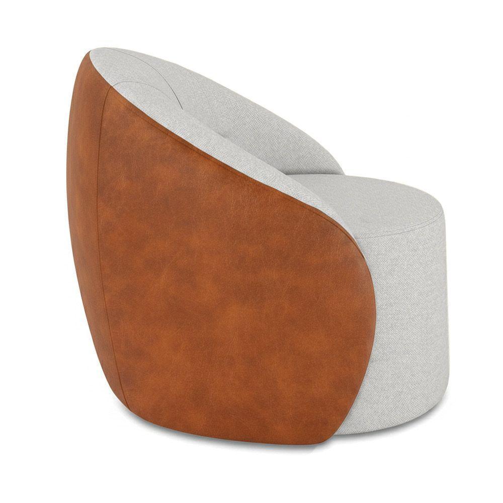 Poltrona Sala Orgânica Lua Fixa Sintético Pu Nozes/linho D03 - D'rossi Cor Cinza - 5