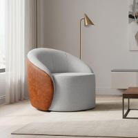 Poltrona Sala Orgânica Lua Fixa Sintético Pu Nozes/linho D03 - D'rossi Cor Cinza - 1