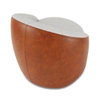 Poltrona Sala Orgânica Lua Fixa Sintético Pu Nozes/linho D03 - D'rossi Cor Cinza - 6