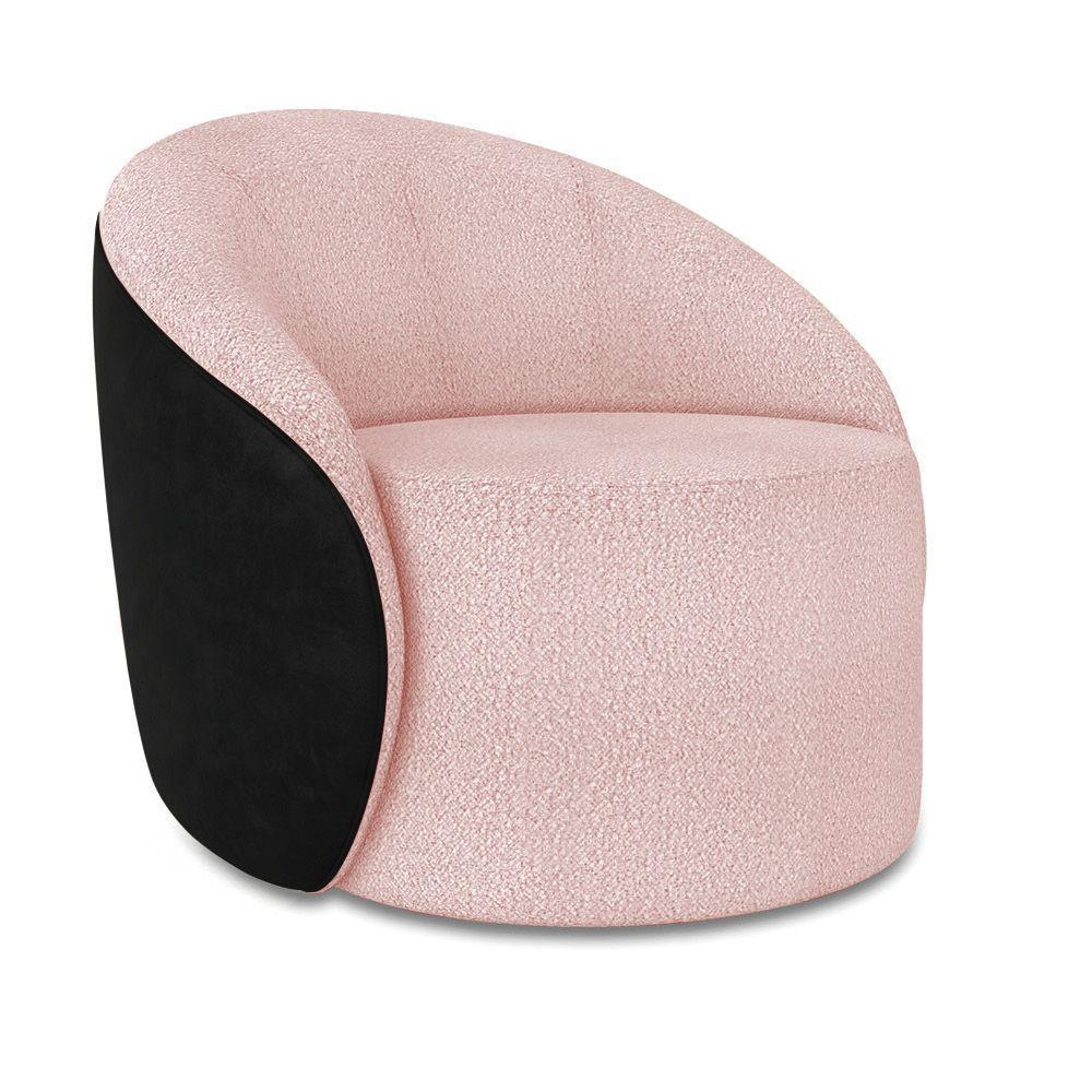 Poltrona Sala Orgânica Lua Fixa Sintético Pu Preto-bouclê D03 - D'rossi Rose - 2