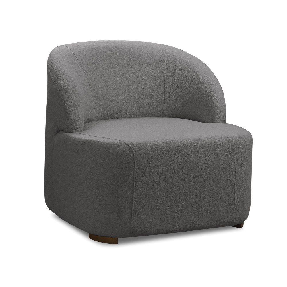 Poltrona Decorativa Orgânica Para Sala Diully Bouclê Cinza Escuro E03 - D'rossi - 2