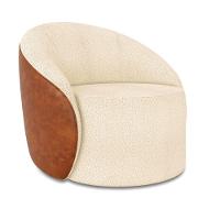 Poltrona Sala Orgânica Lua Giratória Sintético Pu Nozes-bouclê Bege D03 - D'rossi - 2