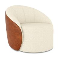 Poltrona Sala Orgânica Kit 2 Lua Fixa Sintético Pu Nozes/linho Bege D03 - D'rossi - 5