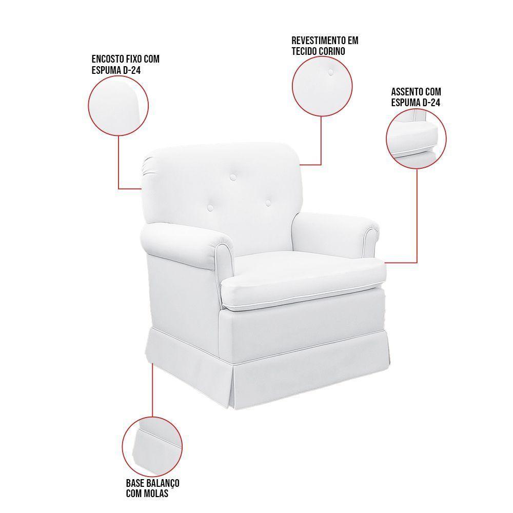 Poltrona De Amamentação Base Balanço Lígia Sintético Branco E03 - D'rossi - 3