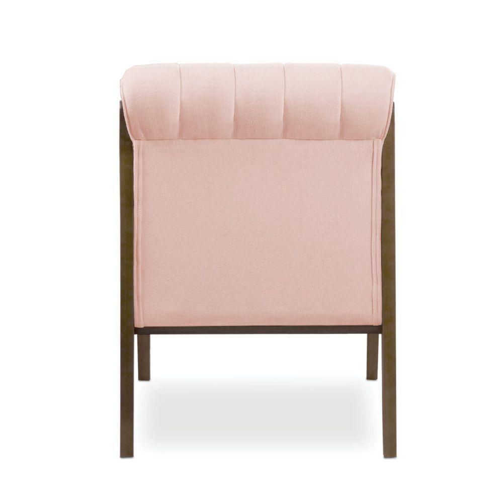 Poltrona Decorativa Para Sala Base De Madeira Daline Bouclê E03 - D'rossi Cor Rose - 7