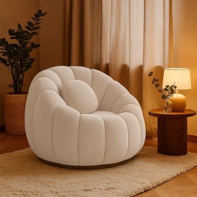 Poltrona Decorativa Orgânica Fixa Cloud Bouclê E03 Couro Sintético Bege D'Rossi