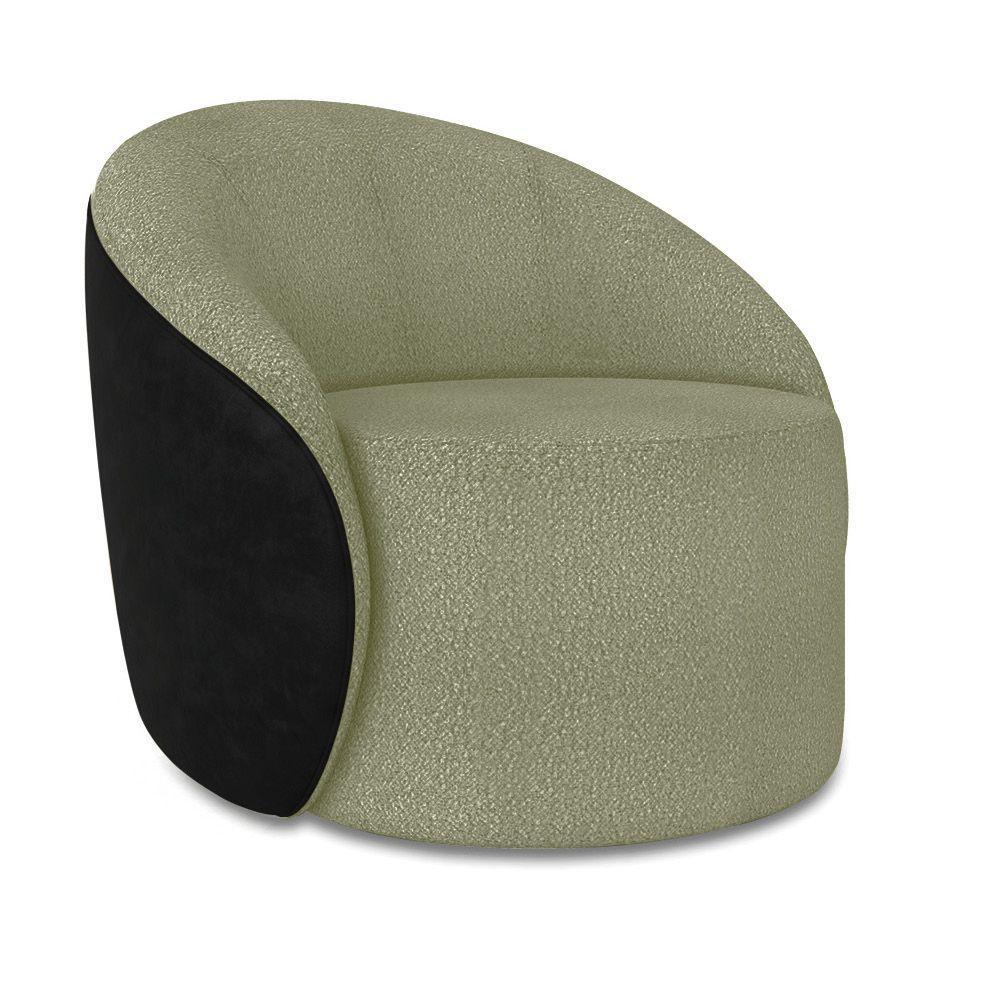Poltrona Sala Orgânica Lua Fixa Sintético Pu Preto/bouclê D03 - D'rossi Cor Pistache - 6