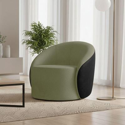 Poltrona Sala Orgânica Lua Fixa Sintético Pu Preto/bouclê D03 - D'rossi Cor Pistache