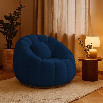 Poltrona Decorativa Orgânica Giratória Cloud Bouclê Azul Marinho E03 - D'rossi