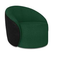 Poltrona Sala Orgânica Lua Fixa Sintético Pu Preto/bouclê D03 - D'rossi Cor Verde - 2