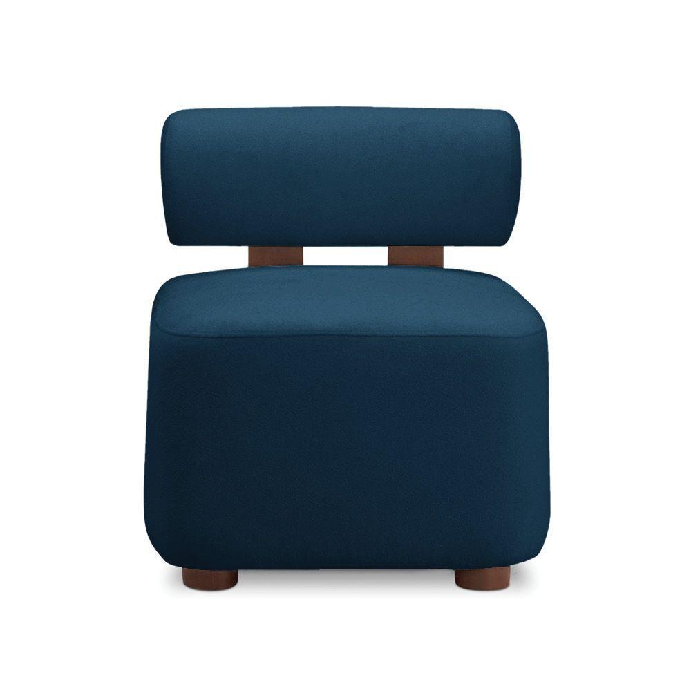 Poltrona Decorativa Para Sala Helora Bouclê Azul Marinho E03 - D'rossi - 4