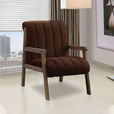 Poltrona Decorativa Para Sala Base De Madeira Daline Bouclê E03 - D'rossi Cor Marrom