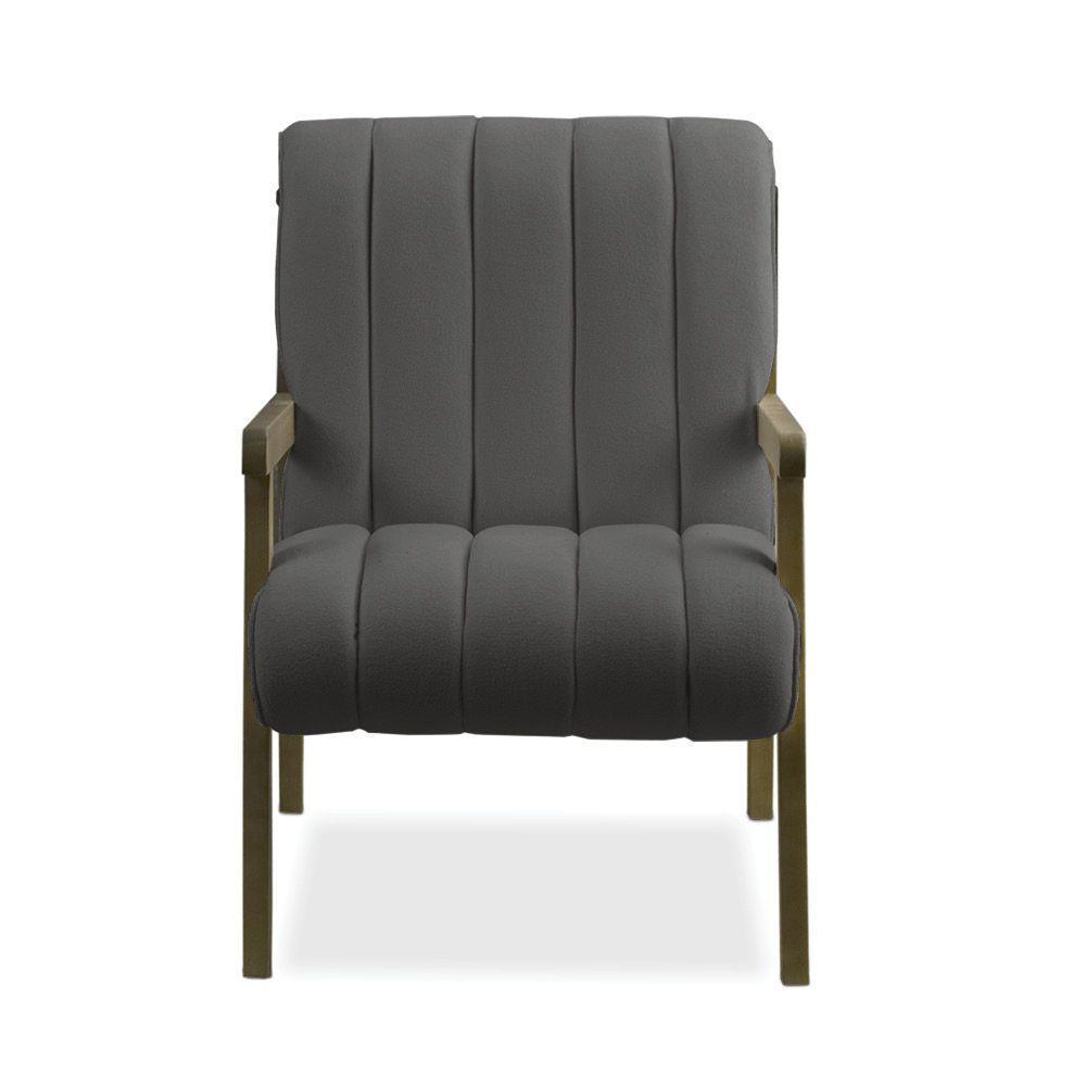 Poltrona Decorativa Para Sala Base De Madeira Daline Bouclê Cinza Escuro E03 - D'rossi - 5