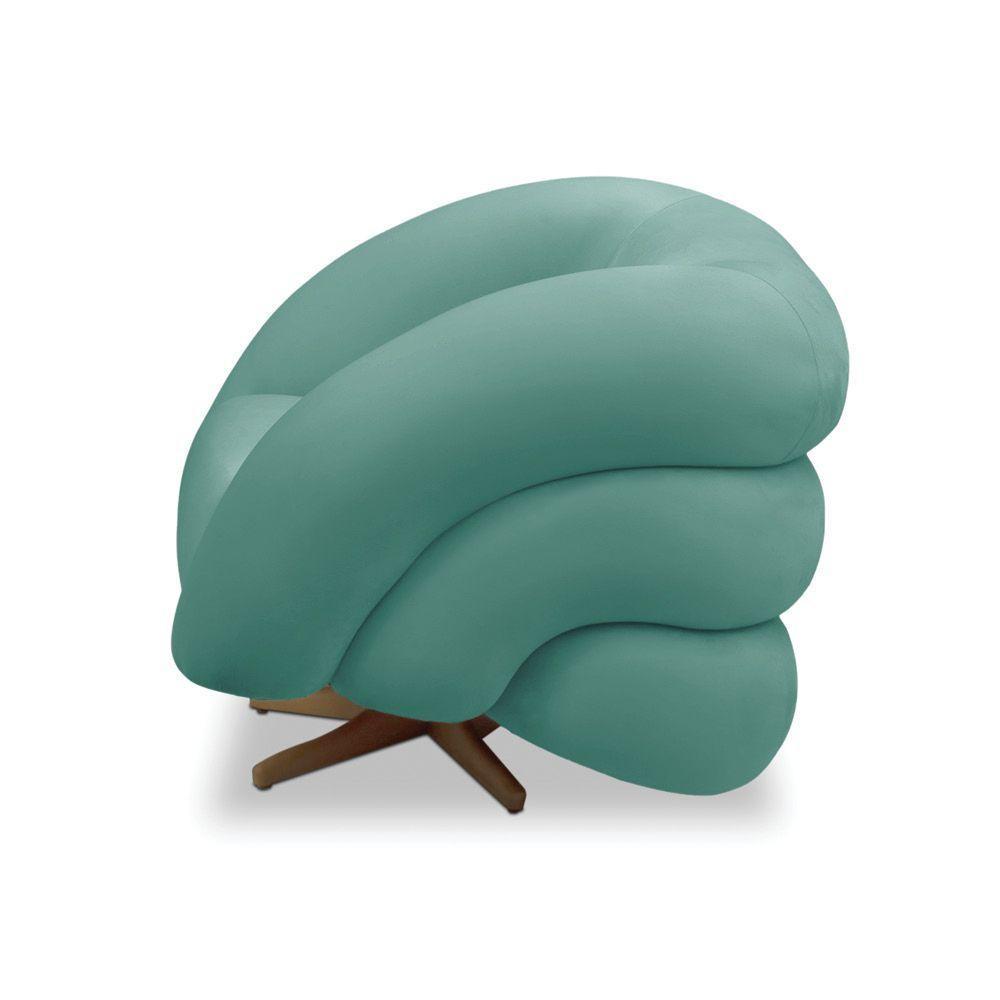 Poltrona Giratória Orgânica Com Balanço Tana Bouclê Azul Turquesa E03 - D'rossi - 6