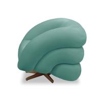 Poltrona Giratória Orgânica Com Balanço Tana Bouclê Azul Turquesa E03 - D'rossi - 6