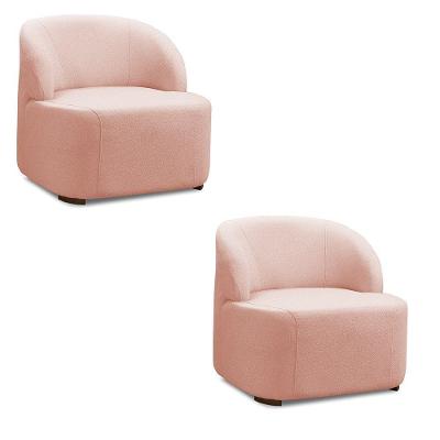 Kit 2 Poltronas Decorativas Orgânica Diully Bouclê Rosê D'Rossi