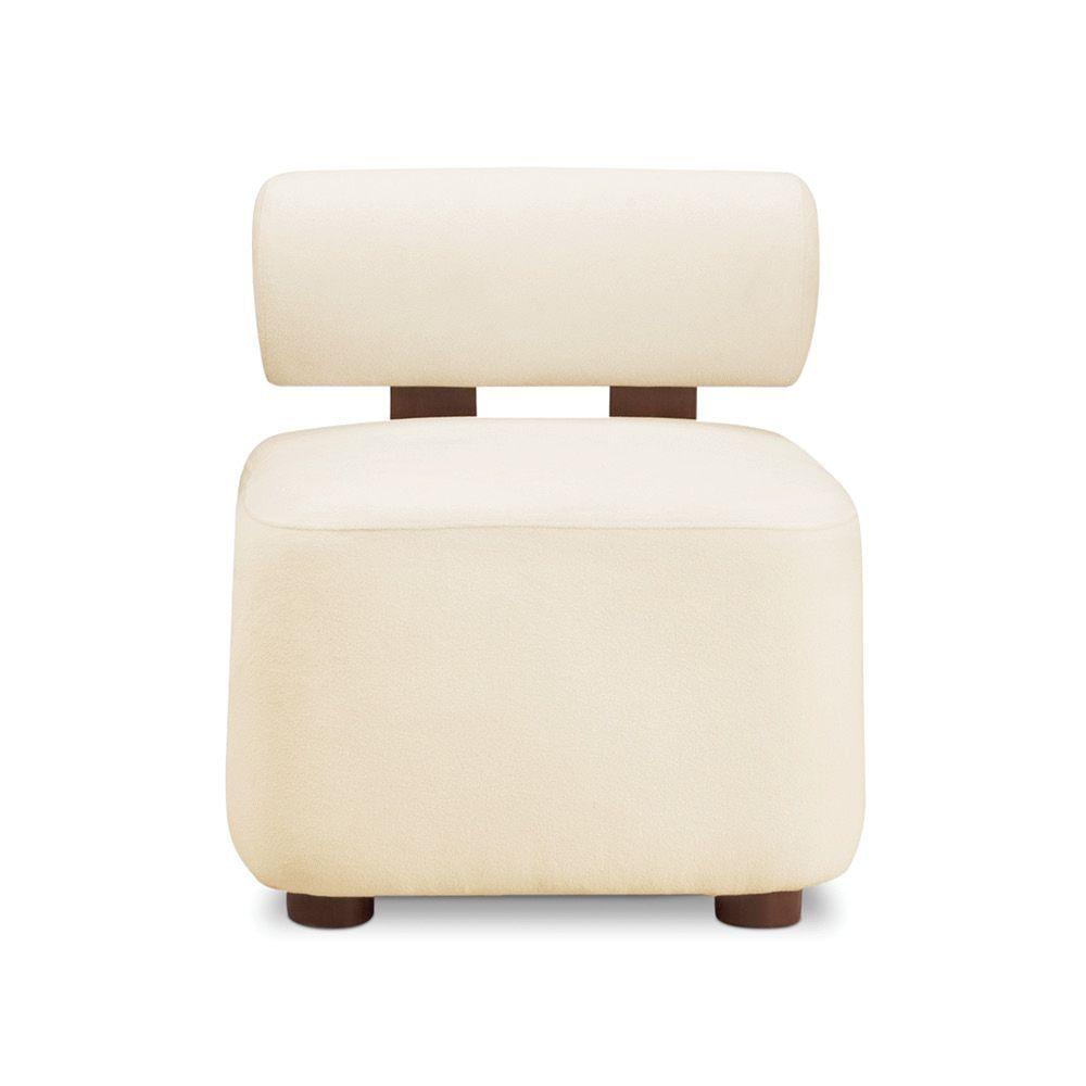 Poltrona Decorativa Para Sala Kit 2 Helora Bouclê Bege E03 - D'rossi - 5