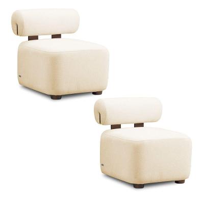 Poltrona Decorativa Para Sala Kit 2 Helora Bouclê Bege E03 - D'rossi