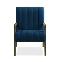 Poltrona Decorativa Para Sala Base De Madeira Daline Bouclê Azul Marinho E03 - D'rossi - 3